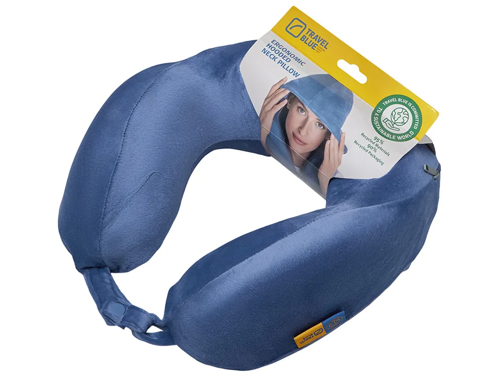 Подушка для путешествий с капюшоном «Hooded Tranquility Pillow», синий с логотипом СПб - фото № 4