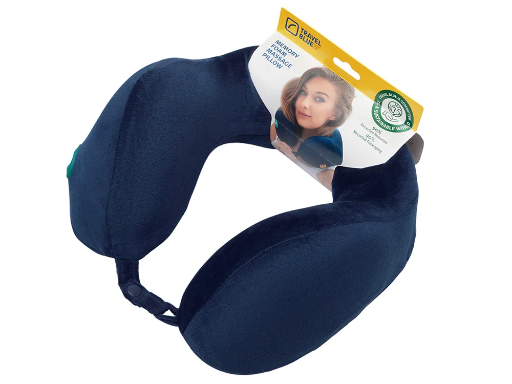 Подушка для путешествий массажная «Massage Tranquility Pillow», темно-синий с логотипом СПб - фото № 6