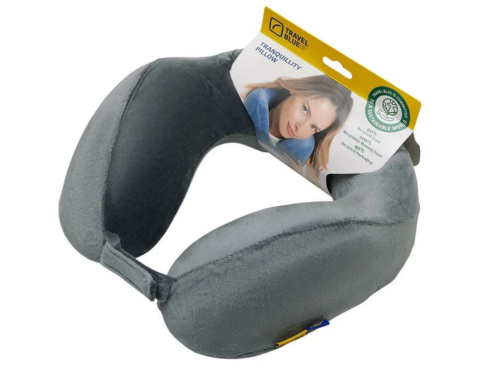 Подушка для путешествий с эффектом памяти «Tranquility Pillow», серый с логотипом СПб - фото № 5