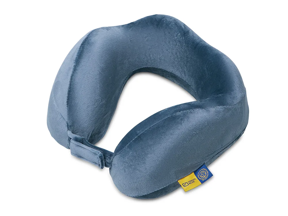 Подушка для путешествий с эффектом памяти «Tranquility Pillow», синий с логотипом СПб - фото № 1