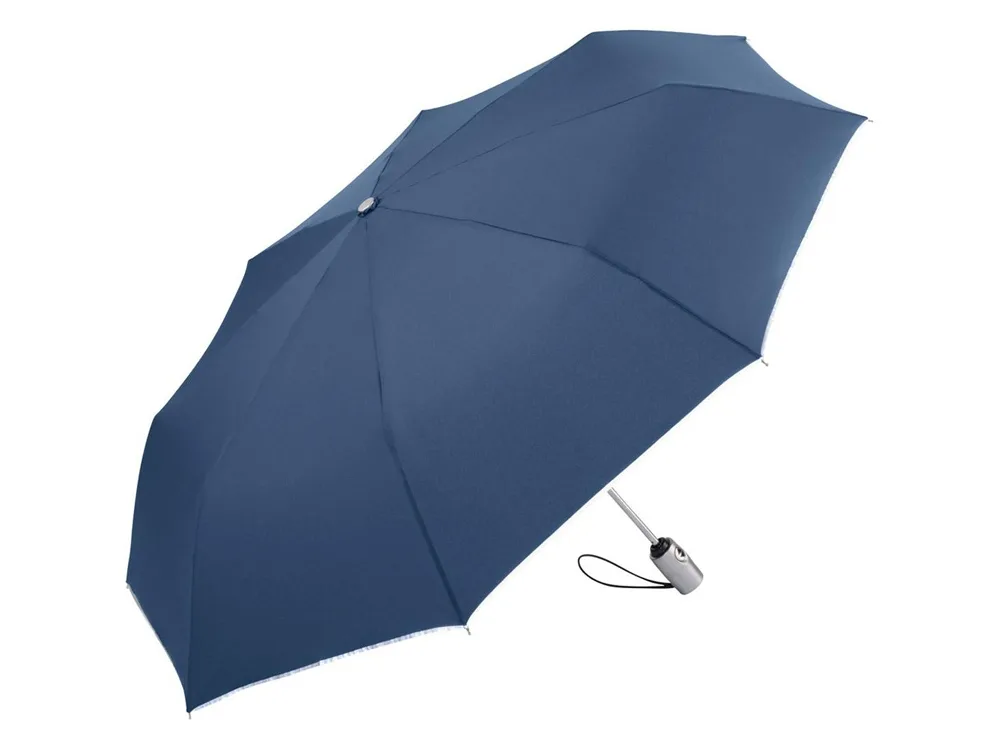 Зонт складной «Guard» автомат со светоотражающим кантом, темно-синий с логотипом СПб - фото № 2